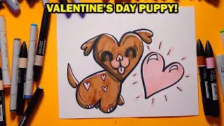 How to Draw a Valentine's Day Puppy!