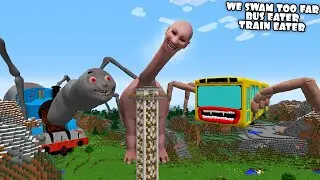 SURVIVING FROM WE SWAM TOO FAR, BUS EATER, TRAIN EATER ARRIVAL in Minecraft - Coffin Meme - Gameplay