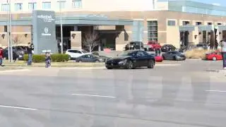 Maserati Granturismo S and Ferrari 458 Italia arriving to car meet, and leaving