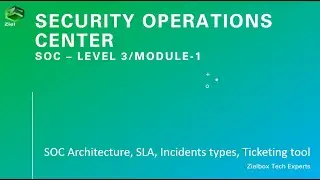 SOC Security - Level 3/Module 1 - SOC Architecture, SLA, Incidents types, Ticketing tool