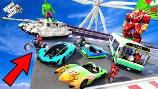 GTA 5 : Shinchan & Avengers Army VS Hard Ramp Jump Challenge in GTA 5 ! (GTA 5 mods)