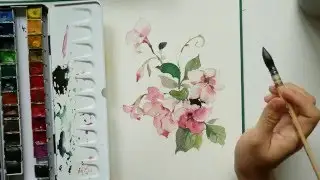 Speed Painting pink flower in watercolor