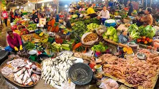 Amazing food tour, massive Cambodian food supplies, Asian food supplies -  fish, vegetable,  &more