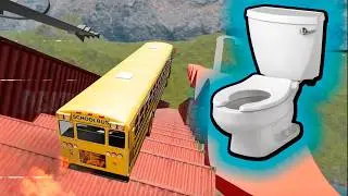 USA School Bus Stairs Jumps Down &ndash; Crazy BeamNG Drive Crash You Have to See