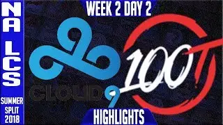 C9 vs 100 Highlights | NA LCS Summer 2018 Week 2 Day 2 | Cloud 9 vs 100 Thieves Highlights