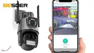 IP Camera Besder P10QS-9MP ICSEE 3 lenses с сиреной, зум (app. complete set. with charger)