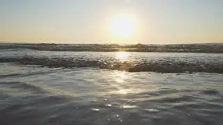 Sand beach waves at sunset, reveal shot slow motion | Free stock footage