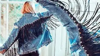 Jeansowa Kurtka Frędzle i Ćwieki | Rockowy Styl | Modowe DIY