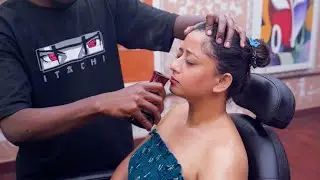 Hot Camphor Oil Moxa Head and Back Massage ASMR | Indian Massage