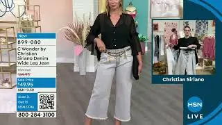 C Wonder by Christian Siriano Stretch Denim Raw Edge Wid...