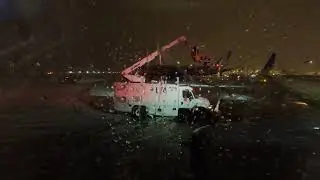 United Airlines 737 800 / UA1102 deicing anti snow ice spray at IAD Washington DC 10A 787 Dreamliner