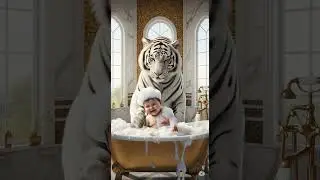 &ldquo;A White Tiger Bathes a Royal Baby in a Golden Tub 🐯👶✨&rdquo;