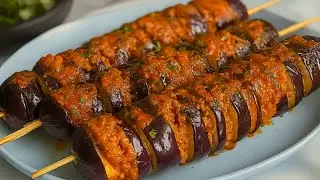 Eggplant that makes everyone crazy!! Eggplant recipe!! Skewers of meatballs and eggplant