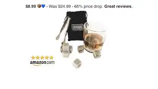 JONGO Whiskey Stones Gift Set | 10 Whisky Ice Cubes, Freezer Bag & Stainless Steel Tongs