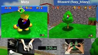 Super Mario 64 - Reverse Controller 70 Star Race vs. Blizzard [N64]