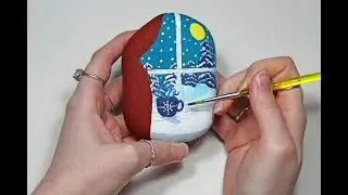 Coffee Cup in a Windowsill Painted Rock | Step-by-Step Tutorial