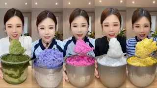 ASMR YY Latest crunchy colourful blender shaved ice eating compilation mukbang