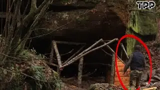 Survival in Nature Building a Hidden Cabin Beneath a Giant Rock