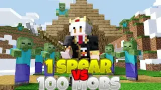 Minecraft 1 Spear vs 100 Mobs 😱 | Can I Survive?