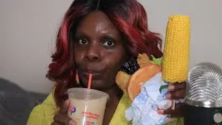 CORN WILD CAUGHT FISH SANDWICH ICE LATE ASMR EATING SOUNDS
