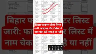 फाइनल वोटर लिस्ट जारी: Bihar final voter list me naam kaise Check kare 2025 | final voter list