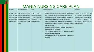 Mania nursing care plan 