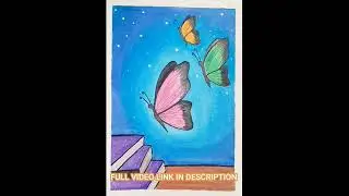 #shorts Easy BUTTERFLY SCENERY 🦋  | Oil Pastel | Art with AVIRAL