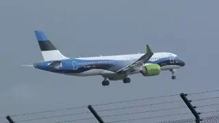 ESTONIAN FLAG LIVERY Air Baltic Airbus 220-300 YL-CSJ Landing Malaga LEMG