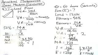 Basic Machine| How to Calculate the mechanical advantage and velocity ratio of Inclined Plane