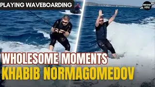 WHOLESOME Moment Khabib Normagomedov trying Waveboard