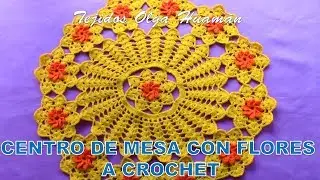 Centro de Mesa a crochet con Flores pasa a paso en video tutorial