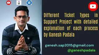 Different Ticket Types in Support Project with detailed explanation of each process by Ganesh Padala