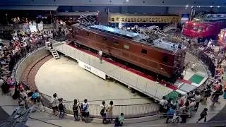 【2017年リニューアル】鉄道博物館 EF55 1　転車台回転実演 SL汽笛吹鳴