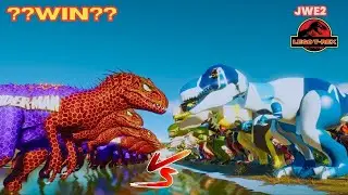 Epic battles JWE2: Only 1 Deadpool T-REX vs all 20 Stegosaurus , what is the winner?