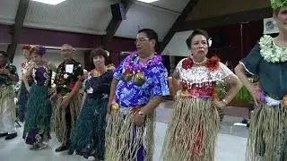 Tahitian Manea Dancing instructions to senior citizens having fun