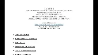 Grand Traverse County Road Commission - Regular Board Meeting October 23rd, 2025 at 6 PM