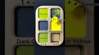 Create 4 colors from 2 colors: Dark Gray + Medium Yellow #asmr #mix #colormixing #yellow #green