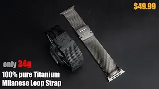 100% pure Titanium Milanese Loop Strap Black & Titanuim Color for Apple Watch Ultra 1 2 49mm 10 46mm