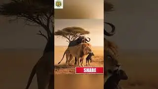 😨 Mother Buffalo SAVES Calf from Lion's Deadly Grip! 🦁 #wildlife #nature