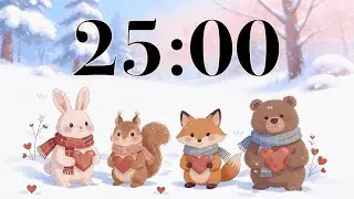 25 Minute February Focus Timer ❤️ Cute Winter Animals & Fun Music | Valentine's Classroom Countdown