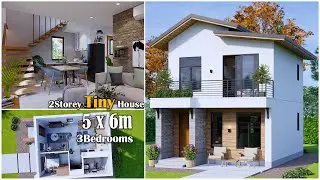 House Design 5m x 6m | Two Storey Tiny House Design | 3Bedrooms