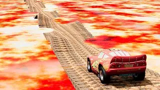 Impossible Log Wave Bridge Crossing Cars Vs Deep Lava - BeamNG.Drive