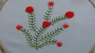 Hand Embroidery: Fern Stitch with flower tutorial