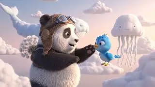 Adorable 3D Panda Animation: Bao Bao's Cozy Skydiving Journey