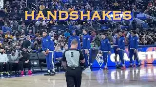 📺 Stephen Curry and Juan Toscano-Anderson redo their ritual/handshake pregame b4 Warriors-Nuggets