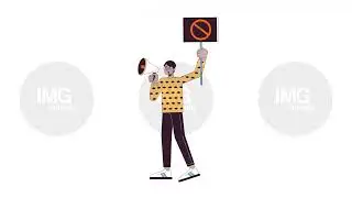 Middle eastern man with megaphone cartoon animation
