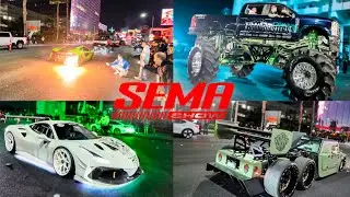CARS LEAVING SEMA 2024 !!! *REVVING AND FLAMES*