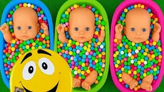 4 Minutes Satisfying with Full of 3 Rainbow BathTubs Candy with M&M's & Magic Slime Cutting Video 6