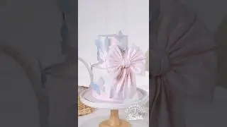 🎀Silky Glossy Pink Fondant Bow Cake with Butterflies 🦋🫧#fondant #fondantcake #bowtie #butterfly