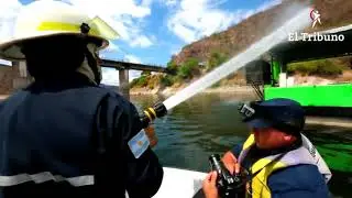 Mir&aacute; como fue el simulacro de incendio en el dique Cabra Corral